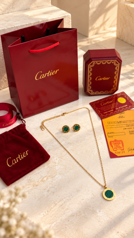 طقم اكسسوار كارتيير / CARTIER سنسال مع حلق شامل العلبة والملحقات الاصلية 003